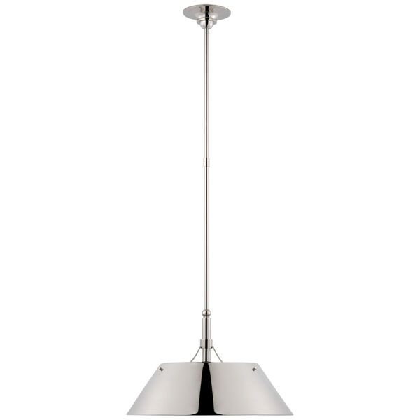 Turlington Large Pendant in Polished Nickel with Polished Nickel Shade by Thomas O'Brien, image 1