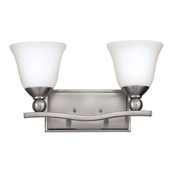 Bolla Brushed Nickel Two-Light Bath Fixture, image 1