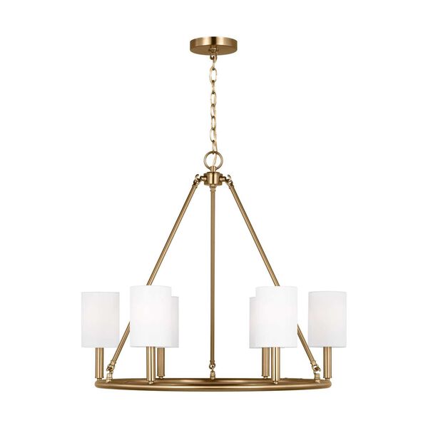 Egmont Satin Brass Six-Light Large Chandelier by Drew and Jonathan, image 1