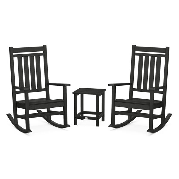Estate Black Outdoor Rocking Chair Set with Side Table, 3-Piece, image 1