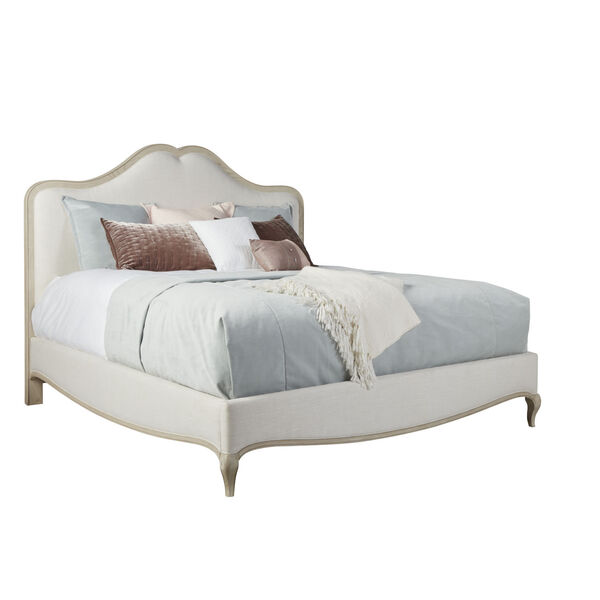 Charme Blanched Oak and Sundance Gold King Upholstered Panel Bed, image 1