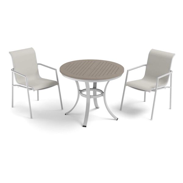 Orso and Travira Gray Three-Piece Cafe Bistro Table and Armchairs Set, image 1