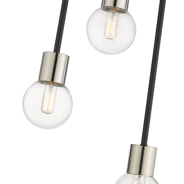 Neutra Matte Black and Polished Nickel Three-Light Chandelier, image 6