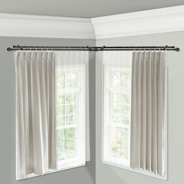 Eleanor Black 48-Inch Corner Window Double Curtain Rod, image 2