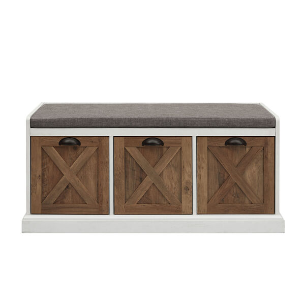 Willow Rustic Oak, Brushed White and Storm Grey Storage Bench with Three Drawers, image 2