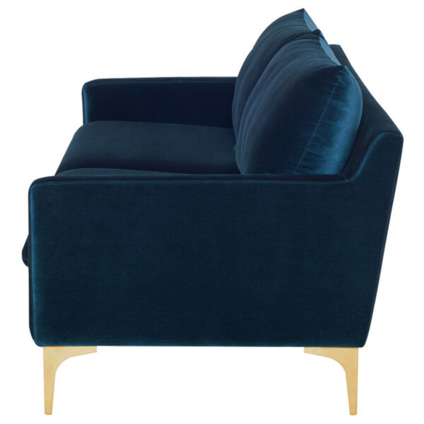 Anders Midnight Blue and Brushed Gold Sofa, image 3