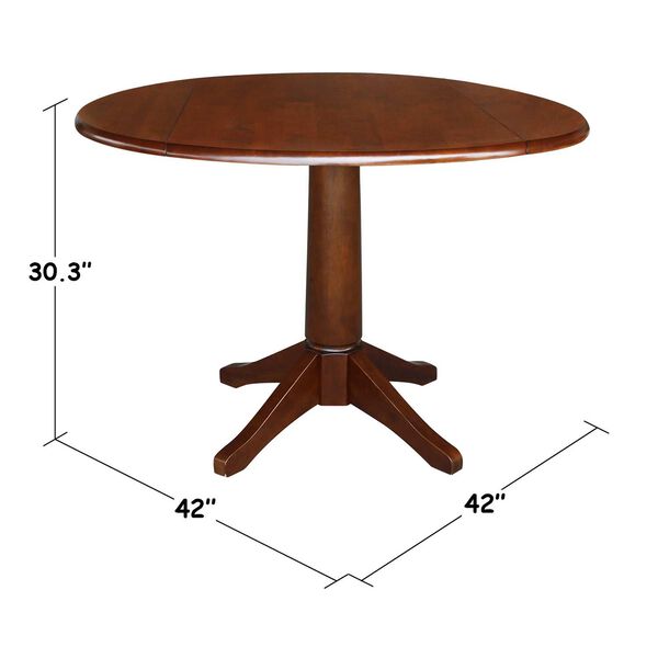 Espresso 30-Inch Round Dual Drop Leaf Pedestal Dining Table, image 5