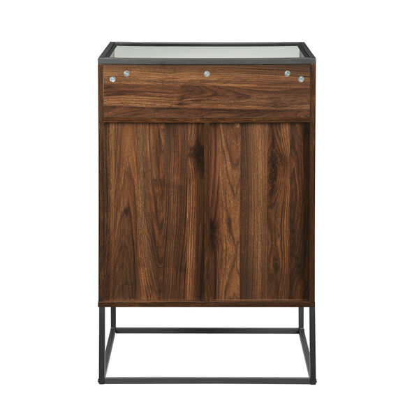 William Dark Walnut and Black Bar Cabinet with Glass Top, image 2