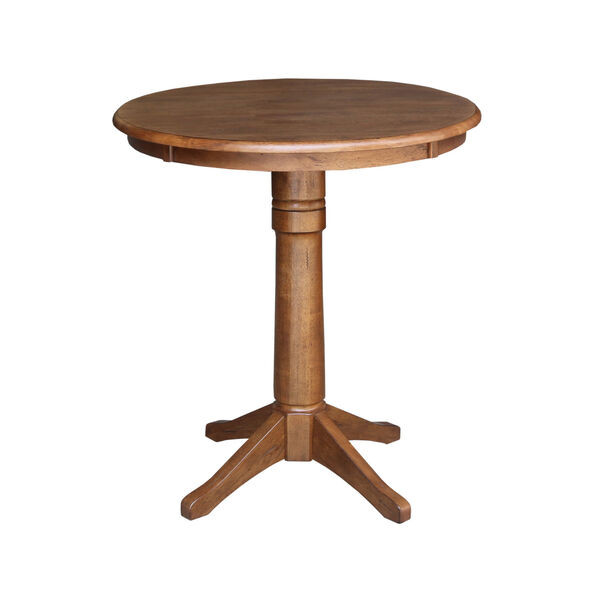 San Remo Distressed Oak 30-Inch Round Pedestal Gathering Table with Two Counter Height Stool, Set of Three, image 3