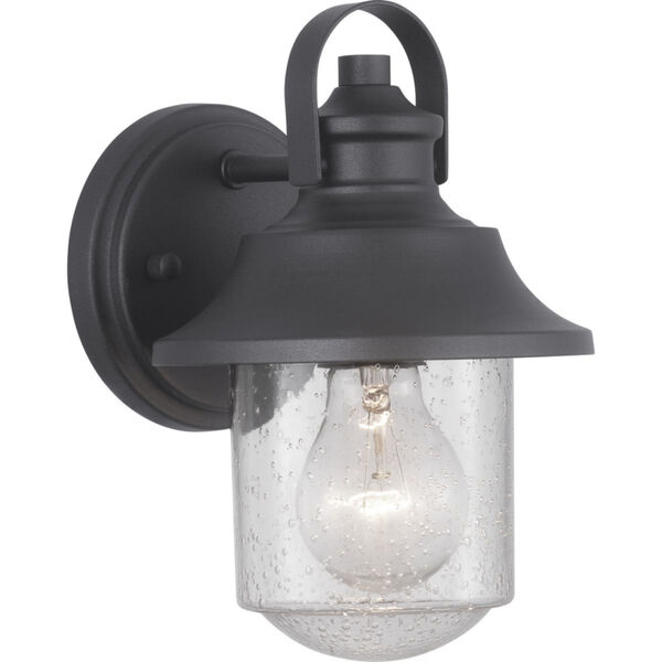 Weldon Black 6-Inch One-Light Outdoor Wall Lantern With Transparent Seeded Glass, image 1