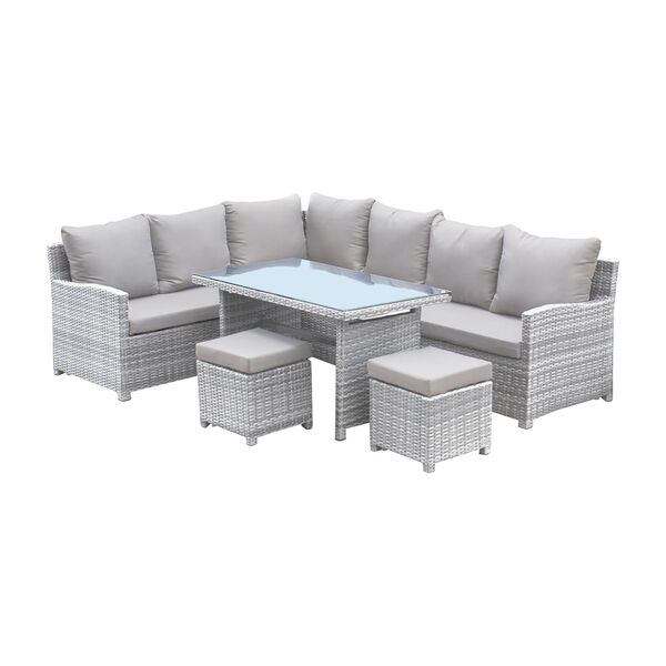 Athens Air Blue Five-Piece Sectional Dining Set with Cushions, image 1