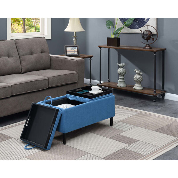 Designs 4 Comfort Soft Blue Fabric MDF Magnolia Storage Ottoman with Trays, image 3