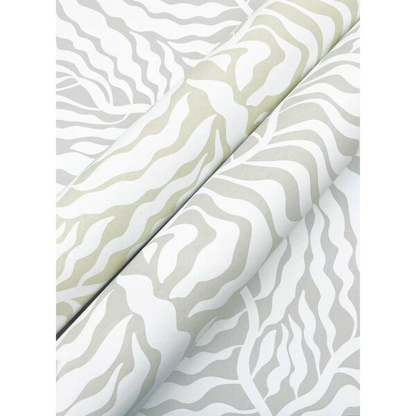 Fern Fronds Taupe White Wallpaper, image 4