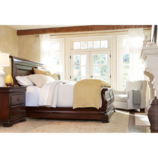 Louie P Classic Cherry Complete King Sleigh Bed, image 1