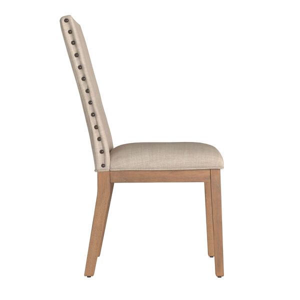 Century Beige Linen Nailhead Side Chair Set of 2, image 3