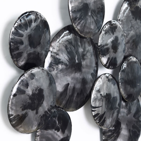 Black and Silver Obsidian Hand Painted Etched Metal Wall Sculpture, image 6