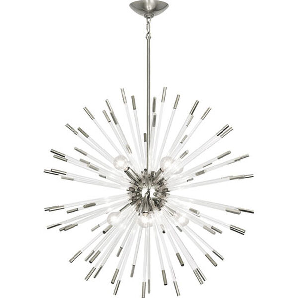 Alexis Polished Nickel and Clear Acrylic 28-Inch Eight-Light Chandelier, image 1