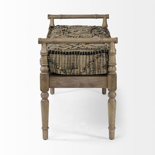 Fullerton II Brown and Gray Jute Patterned Accent Bench, image 3