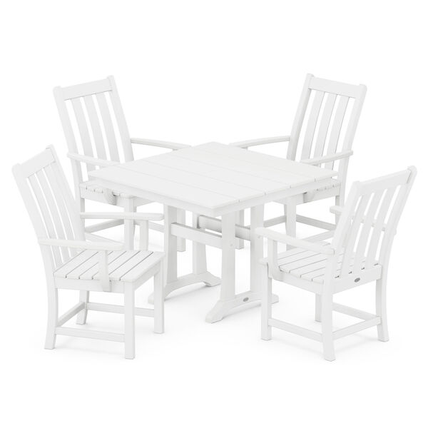 Vineyard White Trestle Arm Chair Dining Set, 5-Piece, image 1