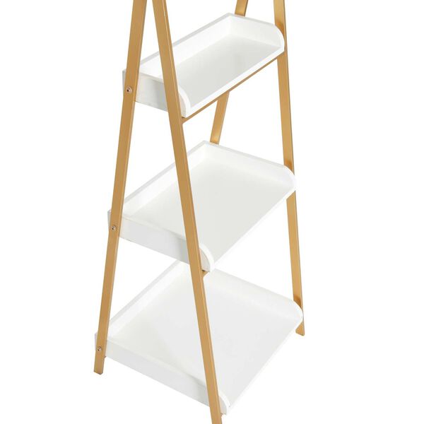 White and Gold Three Tier A-Frame Open Shelf, image 2