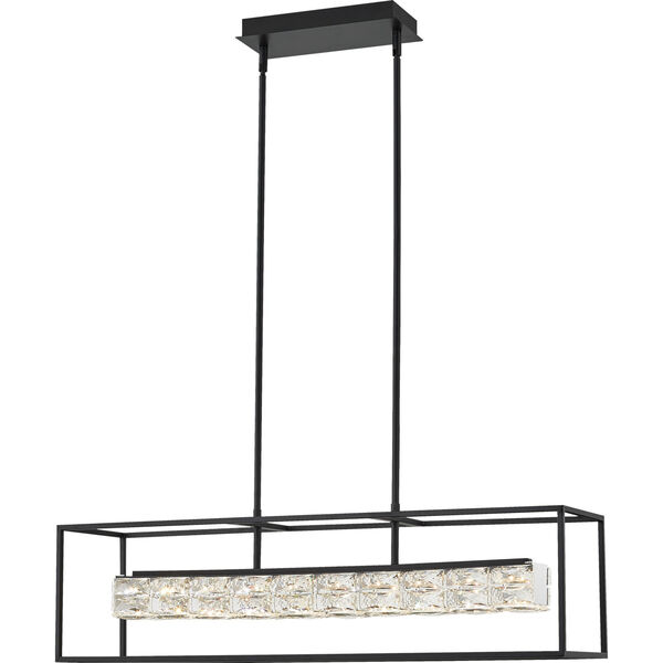 Dazzle Matte Black Integrated LED One-Light Island Chandelier with Crystal, image 1
