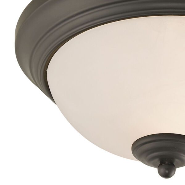 Huntington Oil Rubbed Bronze ADA Two-Light 11-Inch Flush Mount with White Glass Shade, image 3