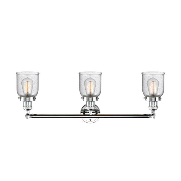 Franklin Restoration Polished Chrome 30-Inch Three-Light Bath Vanity with Seedy Small Bell Shade, image 2