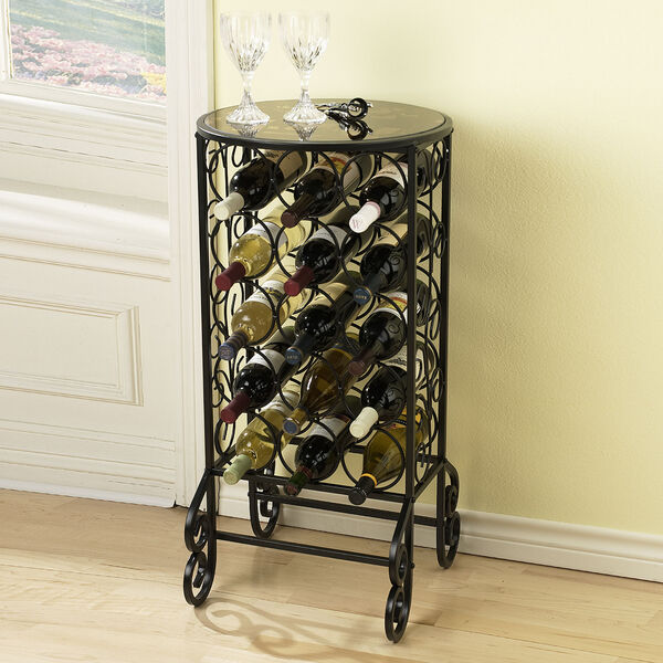 Black Glass Top Wine Table, image 1
