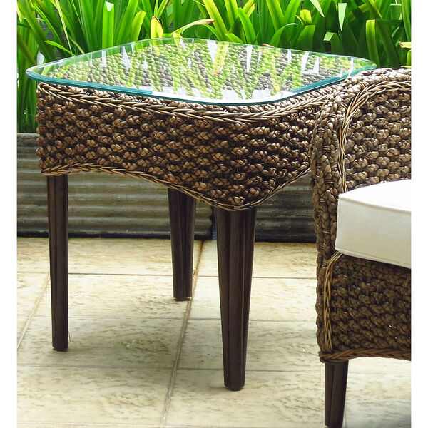 Sanibel Natural Indoor End Table with Glass, image 3