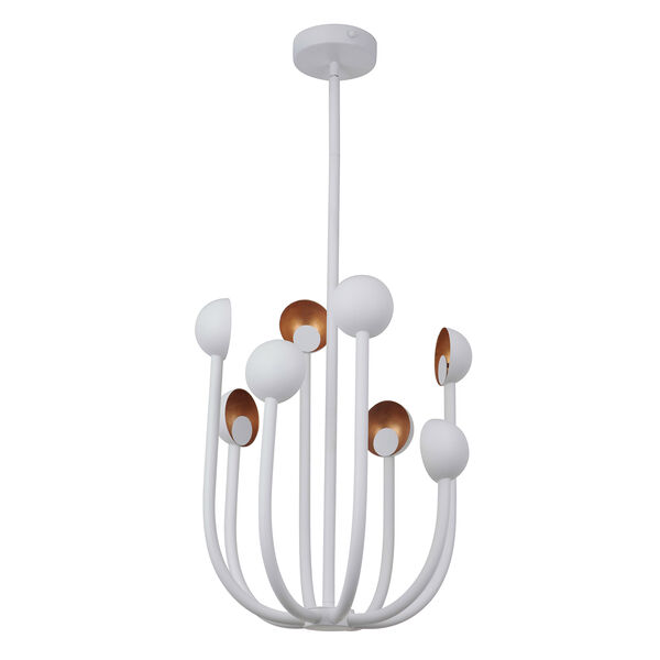Foundry Matte White and Gold Leaf Eight-Light LED Chandelier, image 1