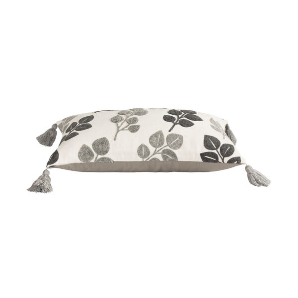 Quiet Leaves Light Grey and Off-white 16-Inch 16 x 26 In. Pillow, image 2