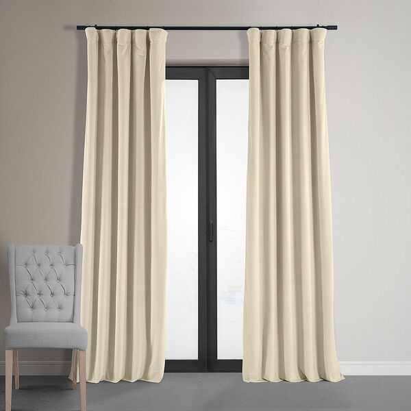 Alabaster Beige Blackout Velvet Pole Pocket Single Panel Curtain 50 x 84, image 7
