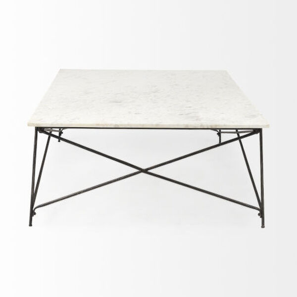 Lorlei I White and Antique Gold X-Shaped Coffee Table, image 3