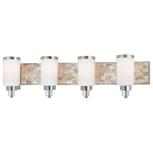Long Beach Chrome and Natural Shell Four-Light Vanity, image 1