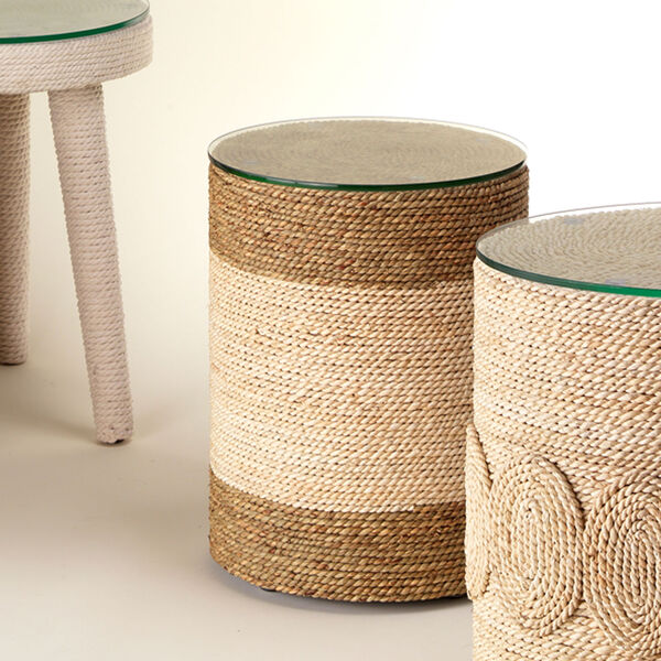 Saint Barts Off-White and Natural Side Table, image 3