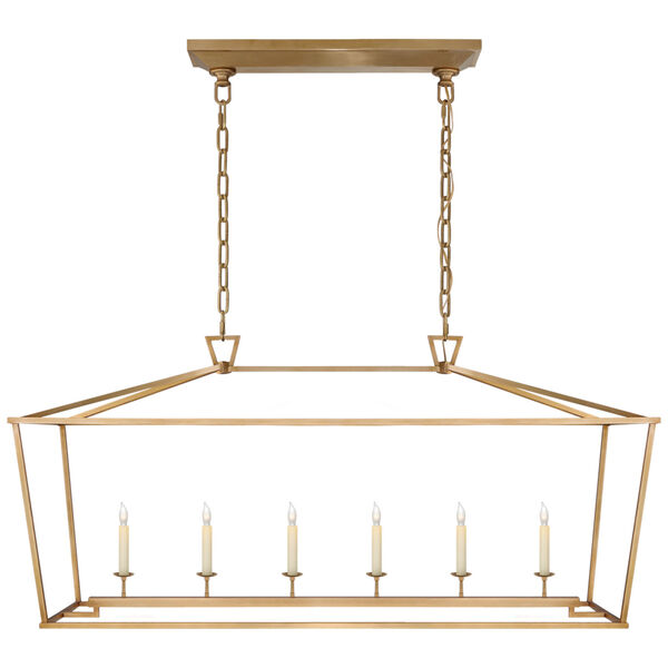 Darlana Large Linear Lantern in Antique- Burnished Brass by Chapman and Myers, image 1
