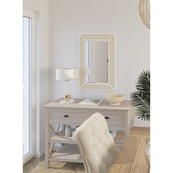 Dani Cane and White Wood 36-Inch x 24-Inch Wall Mirror, image 4