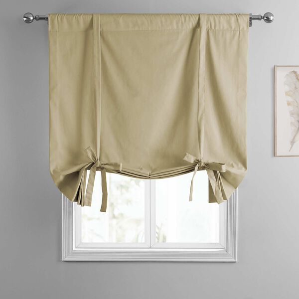Shaker Beige Solid Cotton Tie-Up Window Shade Single Panel, image 3