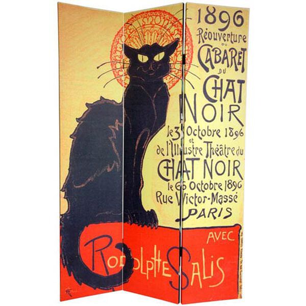 Six Ft. Tall Double Sided Chat Noir Canvas Room Divider, Width - 48 Inches, image 2