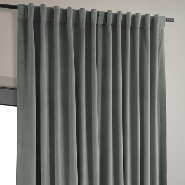 Signature Silver Grey Double Wide Velvet Blackout Pole Pocket Single Panel Curtain 100 x 84, image 5
