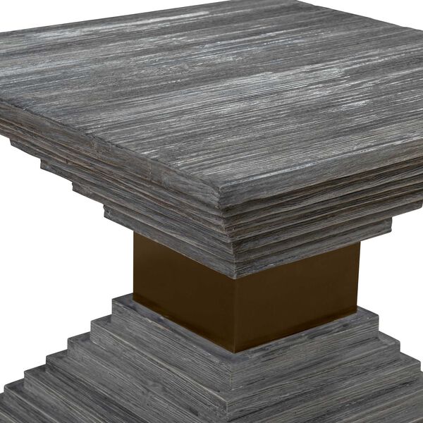 Andes Gray and Black Nickel Wooden Geometric Accent Table, image 5
