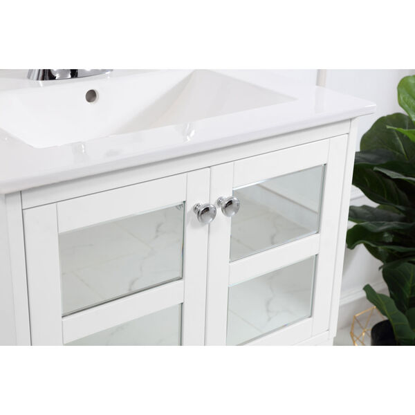 Mason White 24-Inch Single Bathroom Mirrored Vanity Sink Set, image 5