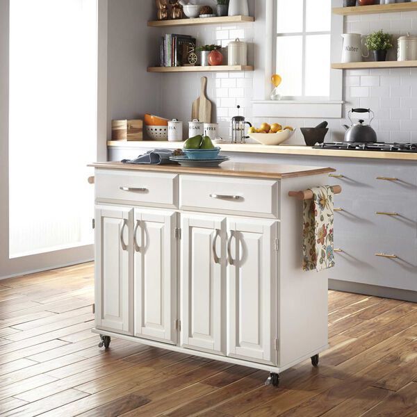 Blanche Off-White and Natural Kitchen Cart, image 3