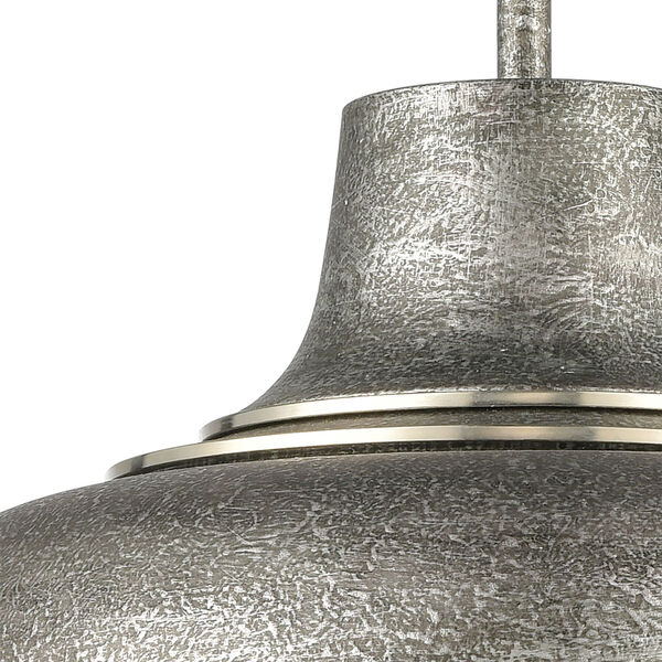 Kerin Textured Silvery Gray and Polished Nickel One-Light Pendant, image 4