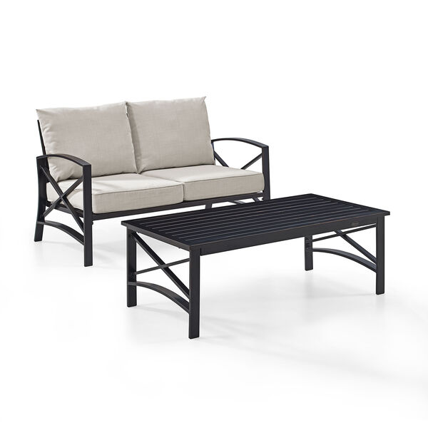 Kaplan 2 Piece Outdoor Seating Set With Oatmeal Cushion - Loveseat, Coffee Table, image 1