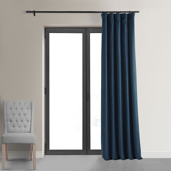 Signature Midnight Blue Blackout Velvet Pole Pocket Single Panel Curtain 50 x 96, image 8