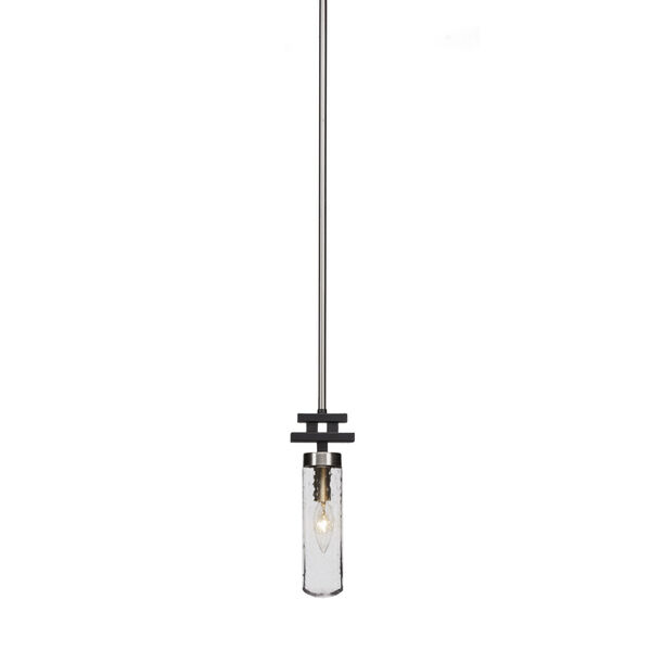 Salinda Matte Black and Brushed Nickel One-Light Mini Pendant with Clear Bubble Glass, image 1