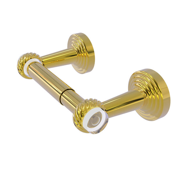 Pacific Beach Polished Brass Two-Inch Two Post Toilet Tissue Holder with Twisted Accents, image 1