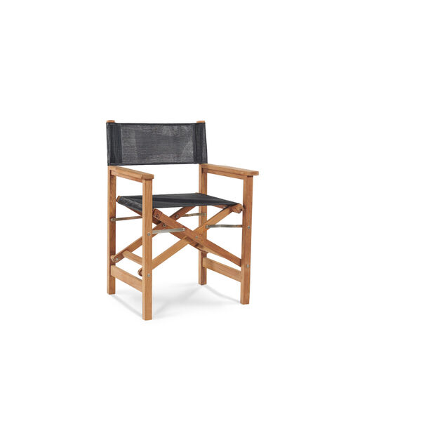Director Black Teak Folding Outdoor Chair, image 1