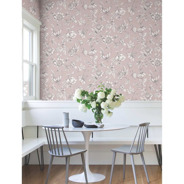 Passion Flower Toile Orchid Wallpaper, image 1